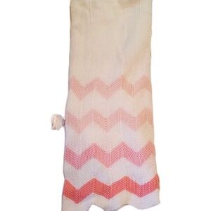 SilverCloud Cotton Knit Baby Blanket White Pink Chevron